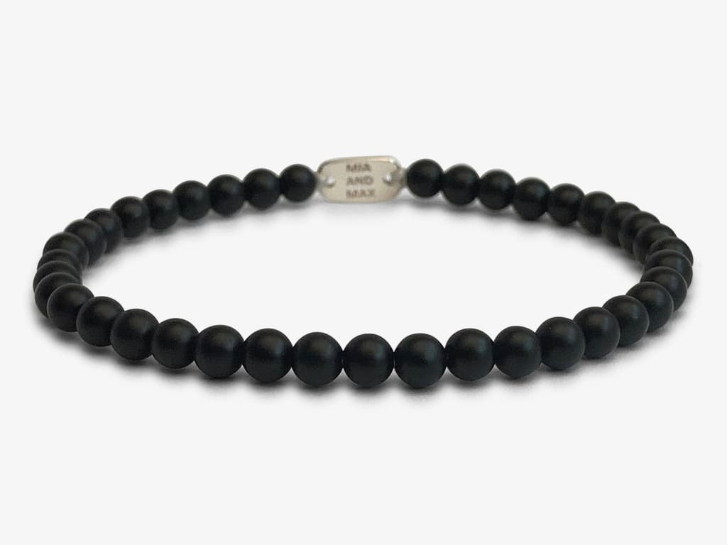 The ONYX Bead Stretch Bracelet | Elegant Matte Black | 4mm Beads