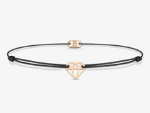 Load image into Gallery viewer, The diamond bracelet features a cute diamond shaped sterling silver pendant and strong textile cord. It comes in rose gold or silver color.