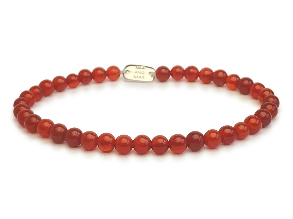 The Red AGATE Stretch Bead Bracelet | 4mm Beads | Athleisure