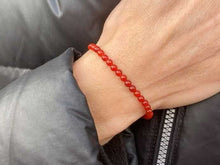 Load image into Gallery viewer, The Red AGATE Stretch Bead Bracelet | 4mm Beads | Athleisure