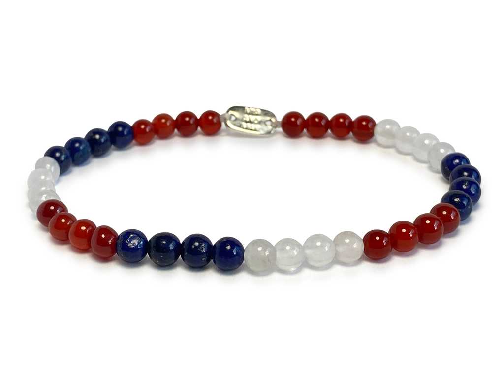 The 'Red White and Blue' Stone-Bead Bracelet | 4mm Beads