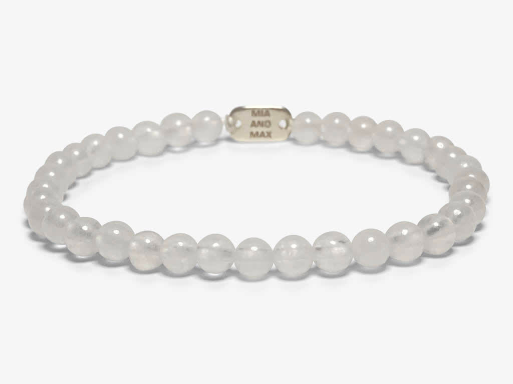 The White JADE Bead Bracelet | Stretch | 4mm Beads