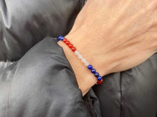 Load image into Gallery viewer, The &#39;Red White and Blue&#39; Stone-Bead Bracelet | 4mm Beads

