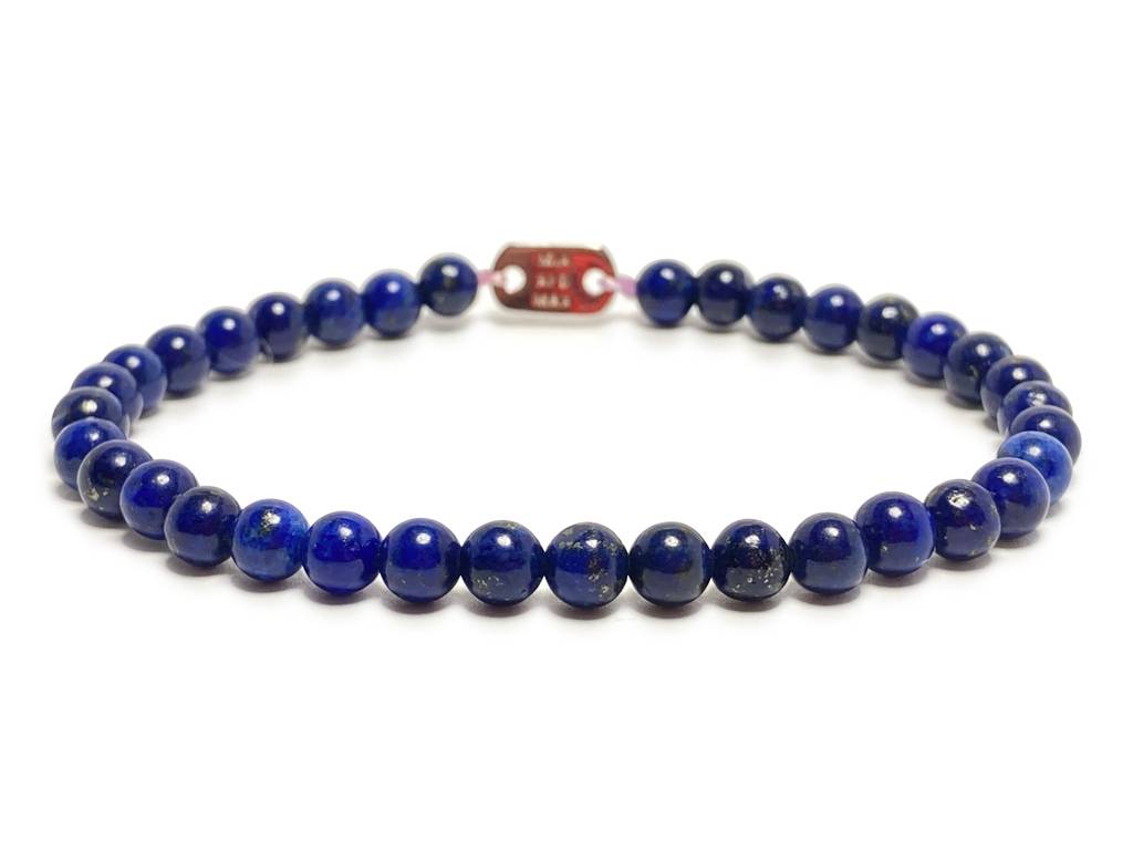 The 'Blue' Lapis Lazuli Stone-Bead Bracelet | 4mm Beads